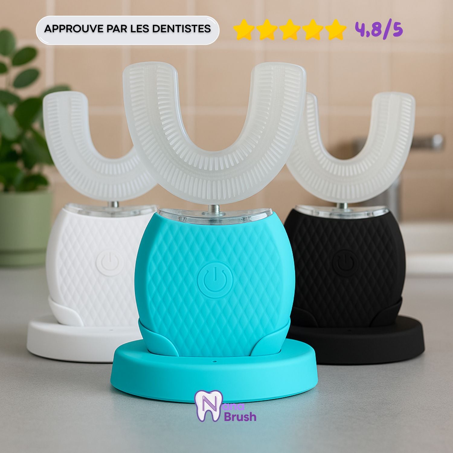 NanaBrush™ Ultra 360° - Brosse à dents électrique en U silicone - Nana Brush